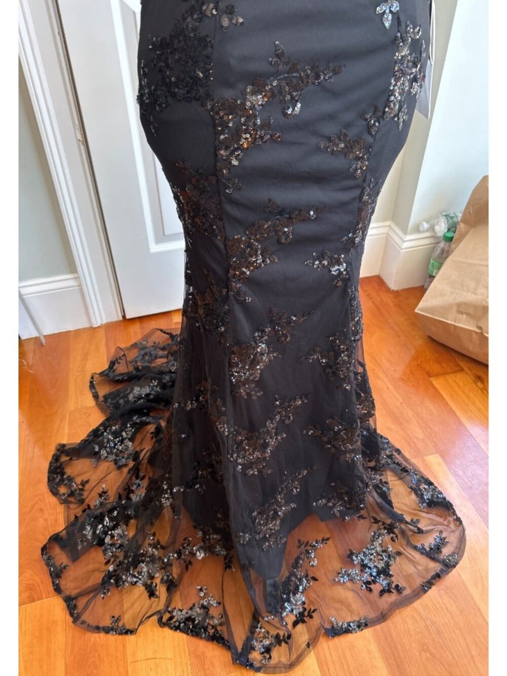 NWT Stacee’s Black Floral Whimsygoth Gown Sz 0 Sheer Lace Overlay Prom Dress - Picture 6 of 13
